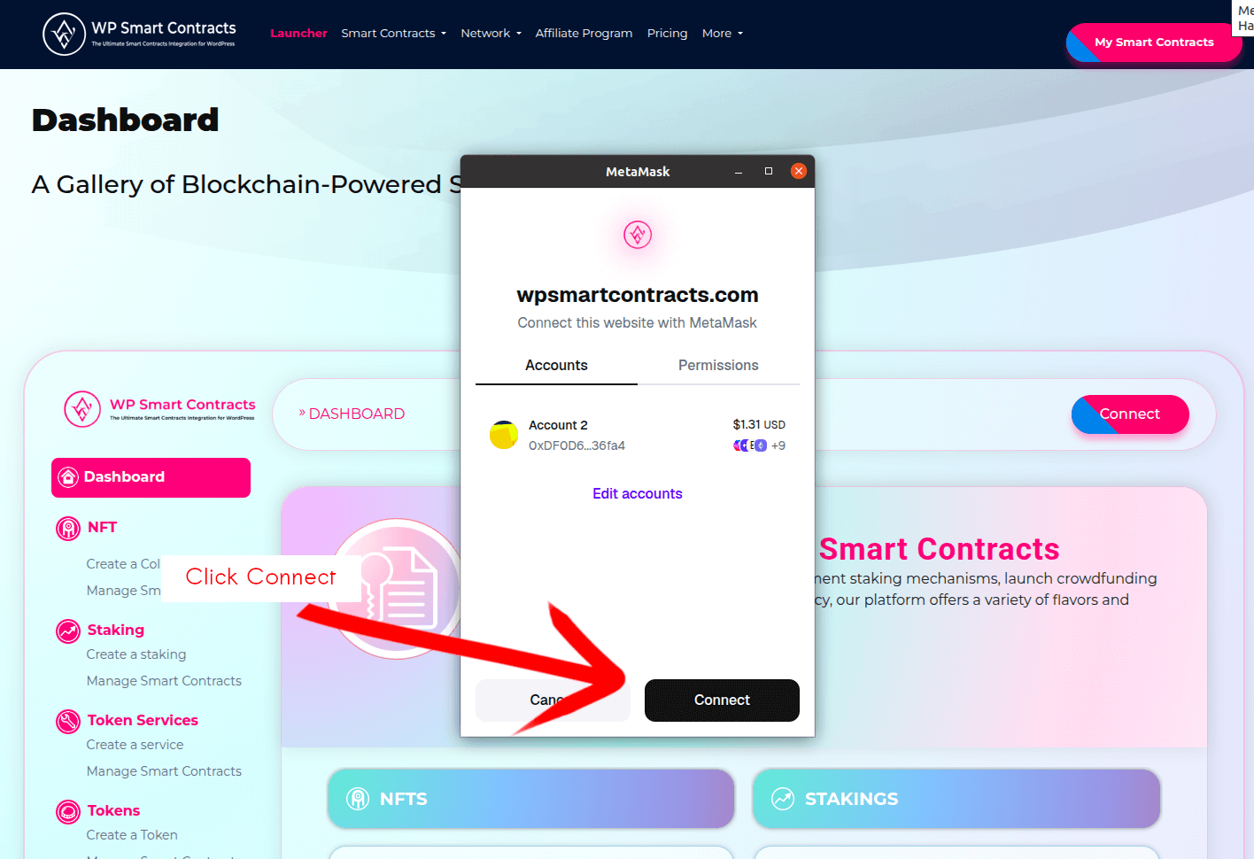 Connect MetaMask wallet