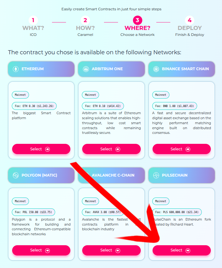 Select Pulsechain network