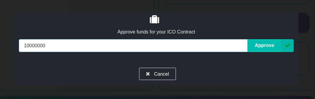Select token amount to sell in the ICO