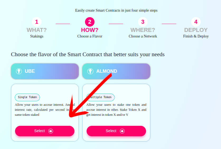 Select UBE staking flavor to enable ICO linking later
