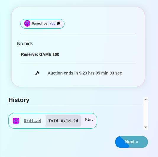Item appears listed for sale or auction with GAME pricing
